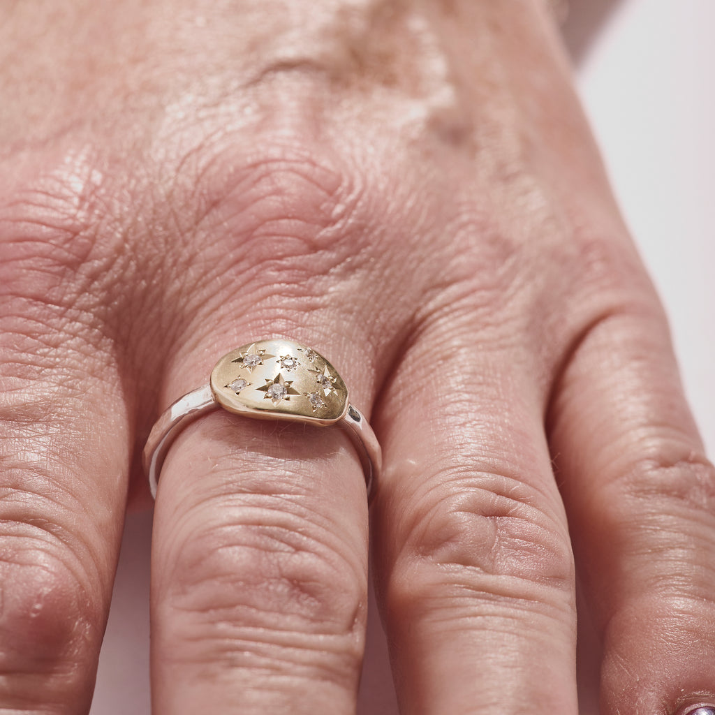 Large Diamond Starburst Pebble ring