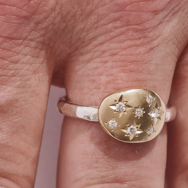 Large Diamond Starburst Pebble ring