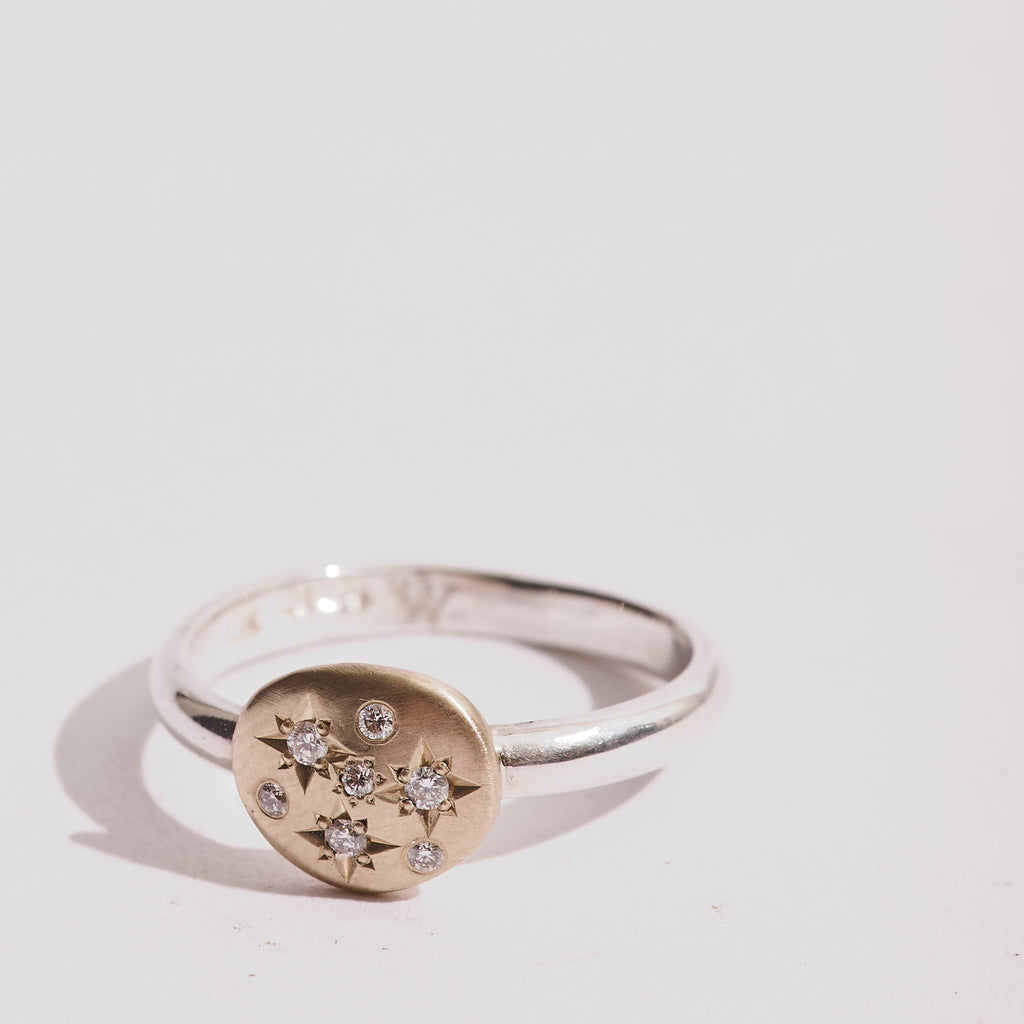 Small Starburst Pebble Ring