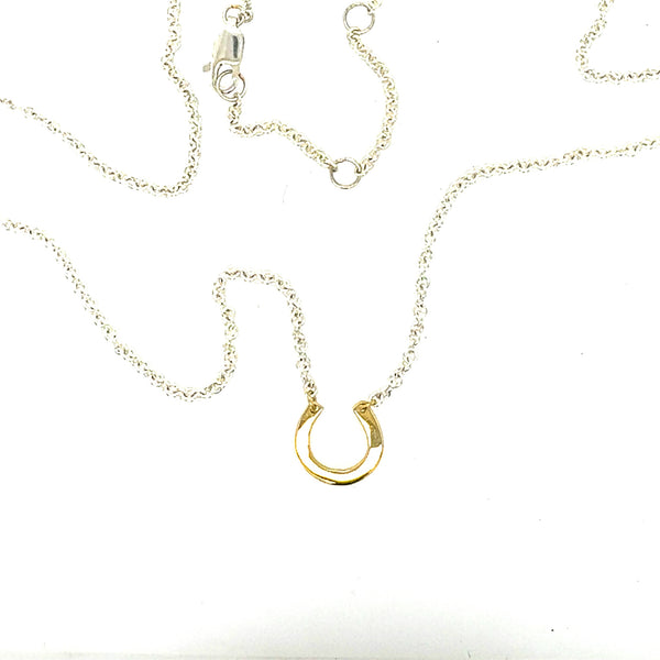 Horseshoe Necklace Silver and 14k