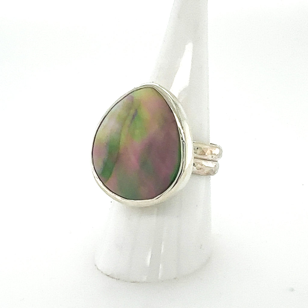 Large Mother of Pearl Teardrop Ring
