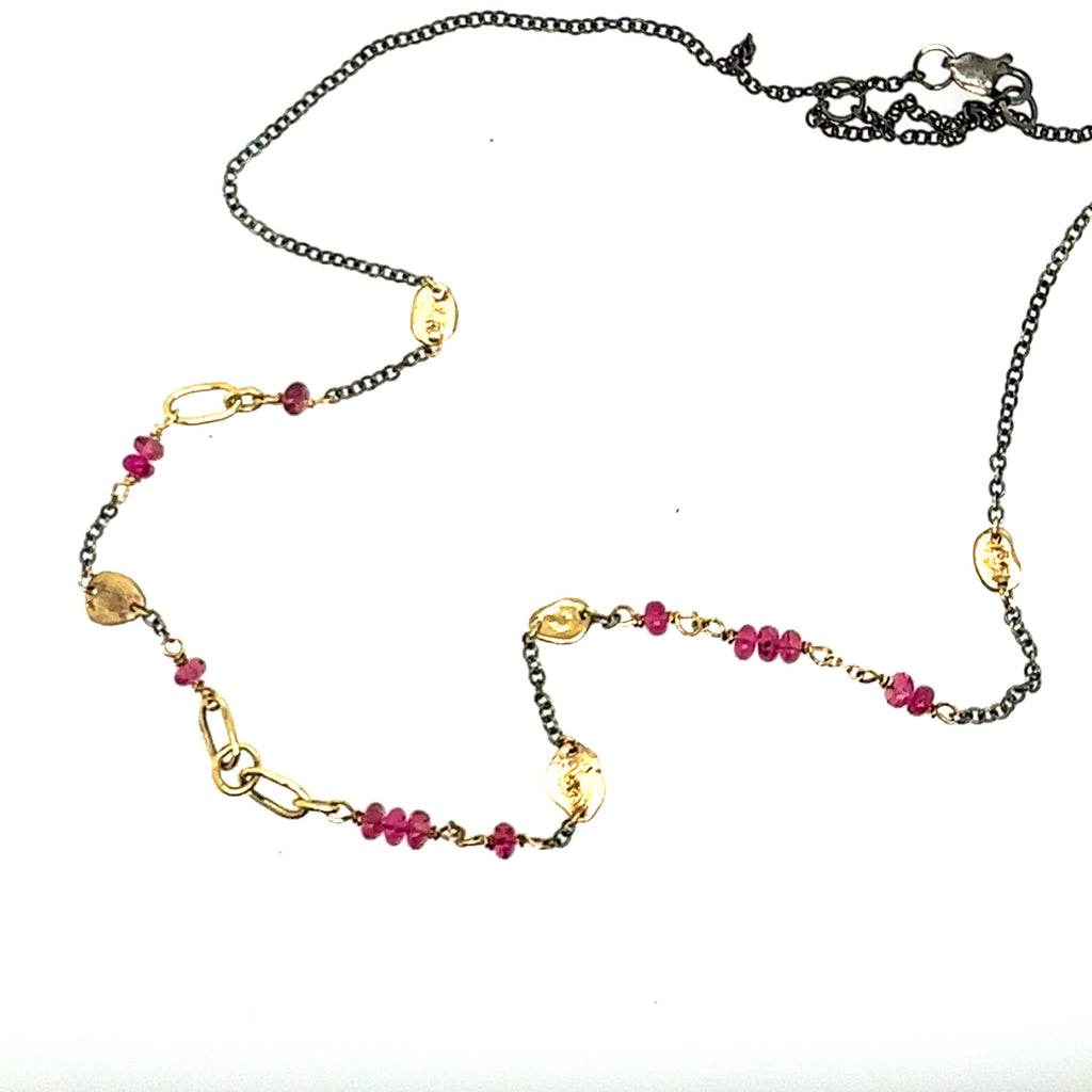 Rubellite Mixed Link Chateau Necklace