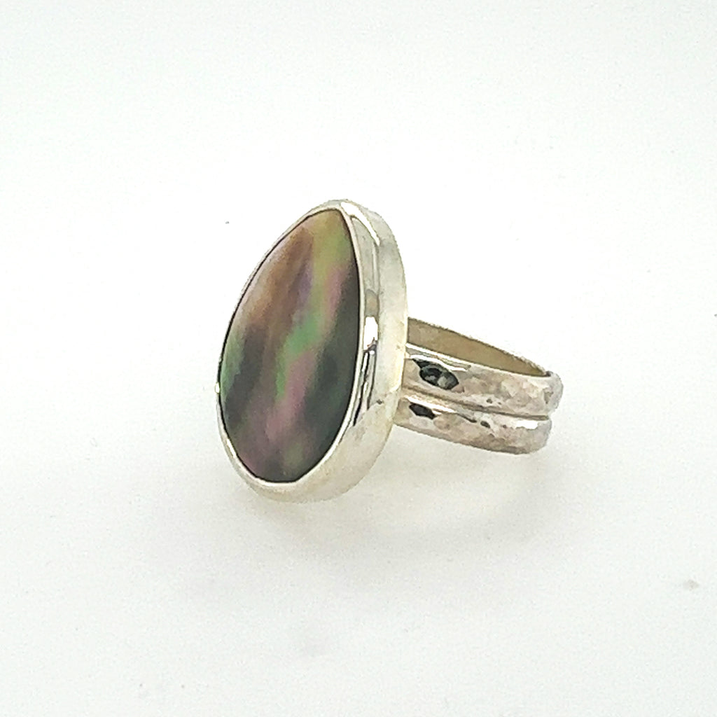 Large Mother of Pearl Teardrop Ring