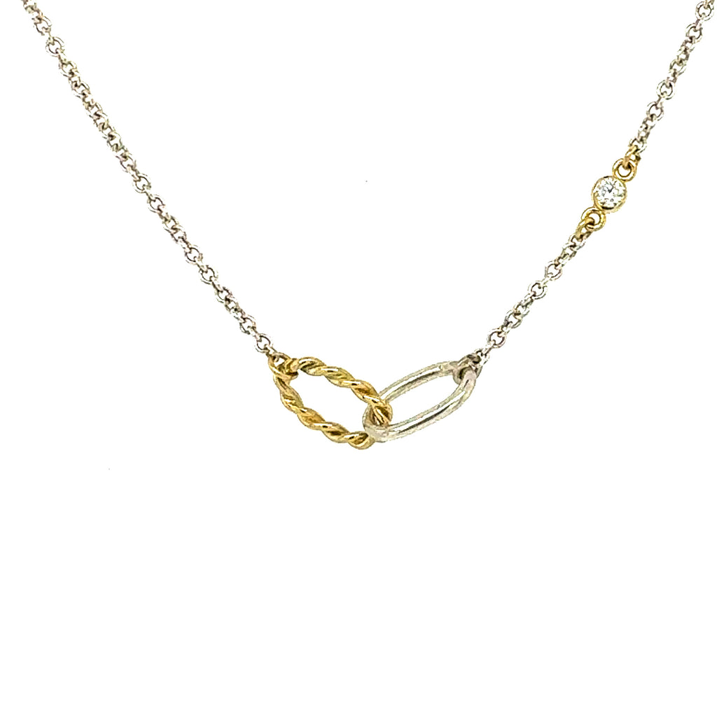 Diamond-Accented Twisted Infinity Link Necklace