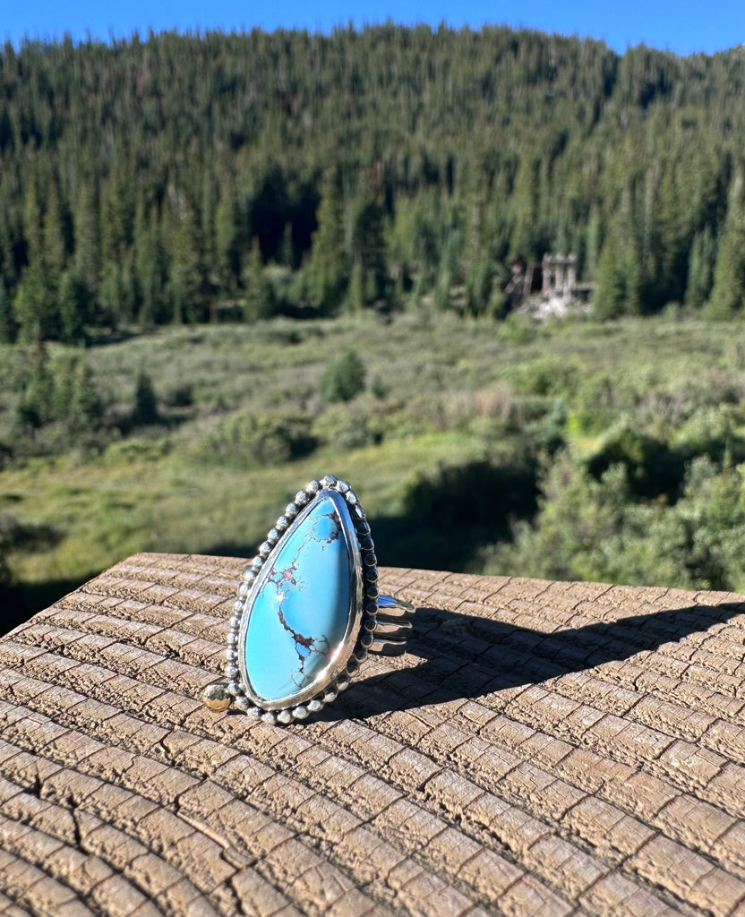 Large Golden Hills Turquoise Asymmetrical Ring