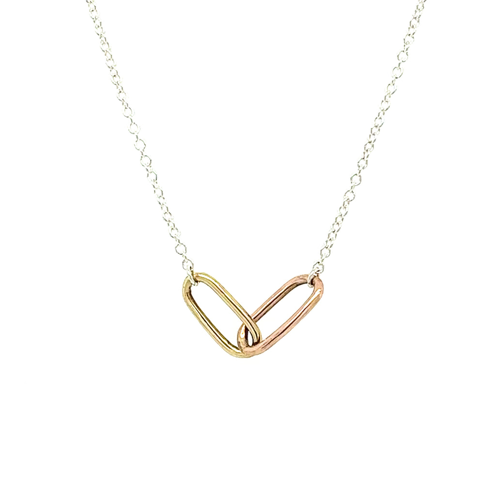 Yellow and Rose Gold Paperclip Pendant