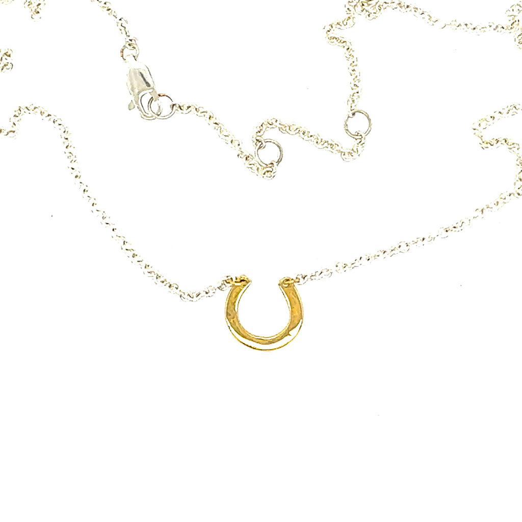 Horseshoe Necklace Silver and 14k