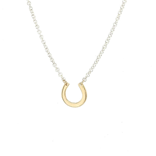 Horseshoe Necklace Silver and 14k