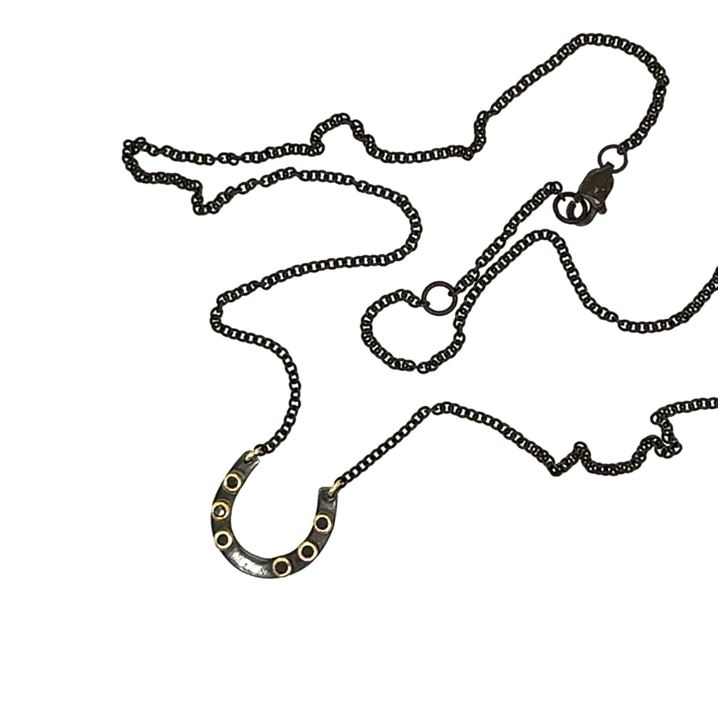 Black Diamond Horseshoe Necklace