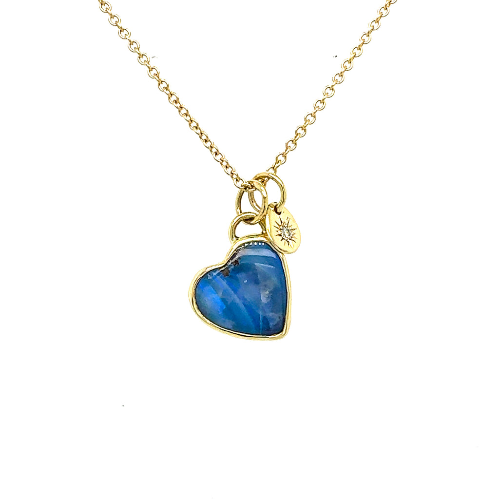 Boulder Opal Heart and Star Necklace