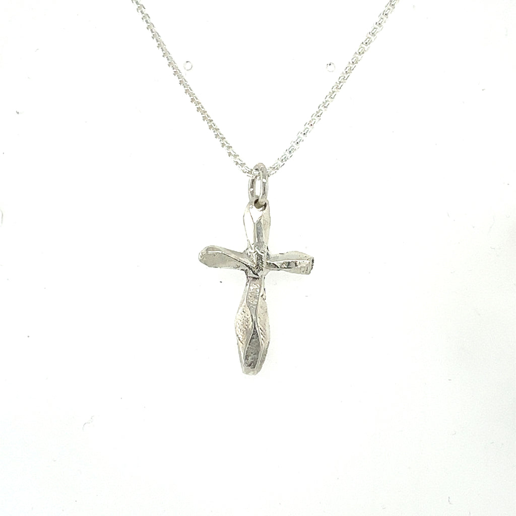 Silver Faceted Cross Necklace