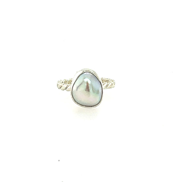Twisted Sterling Pearl Stack Ring