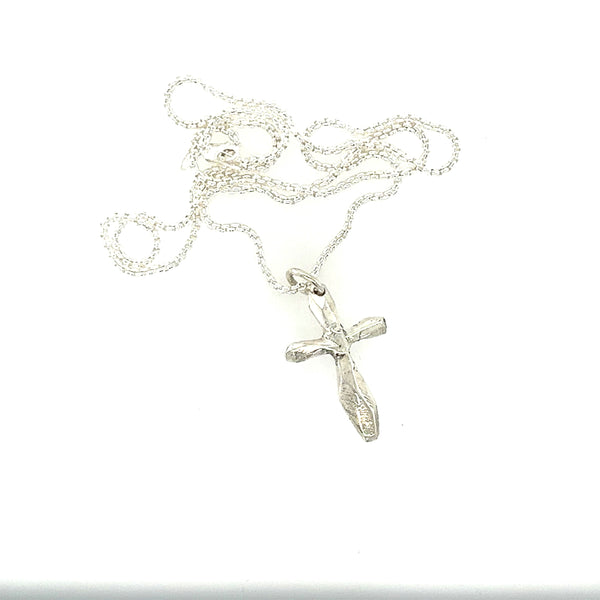 Silver Faceted Cross Necklace