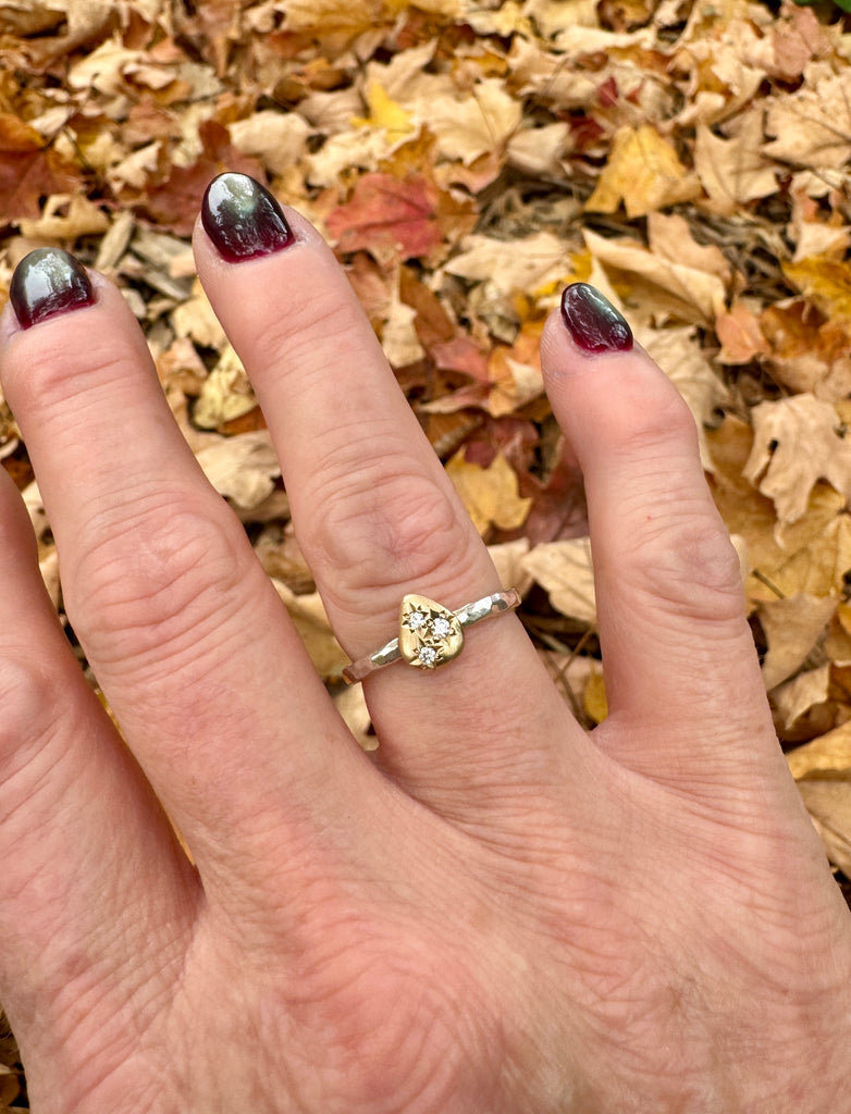 14k Diamond Teardrop Ring