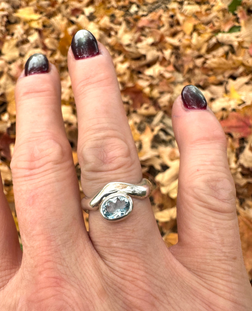 Aquamarine Wave Ring