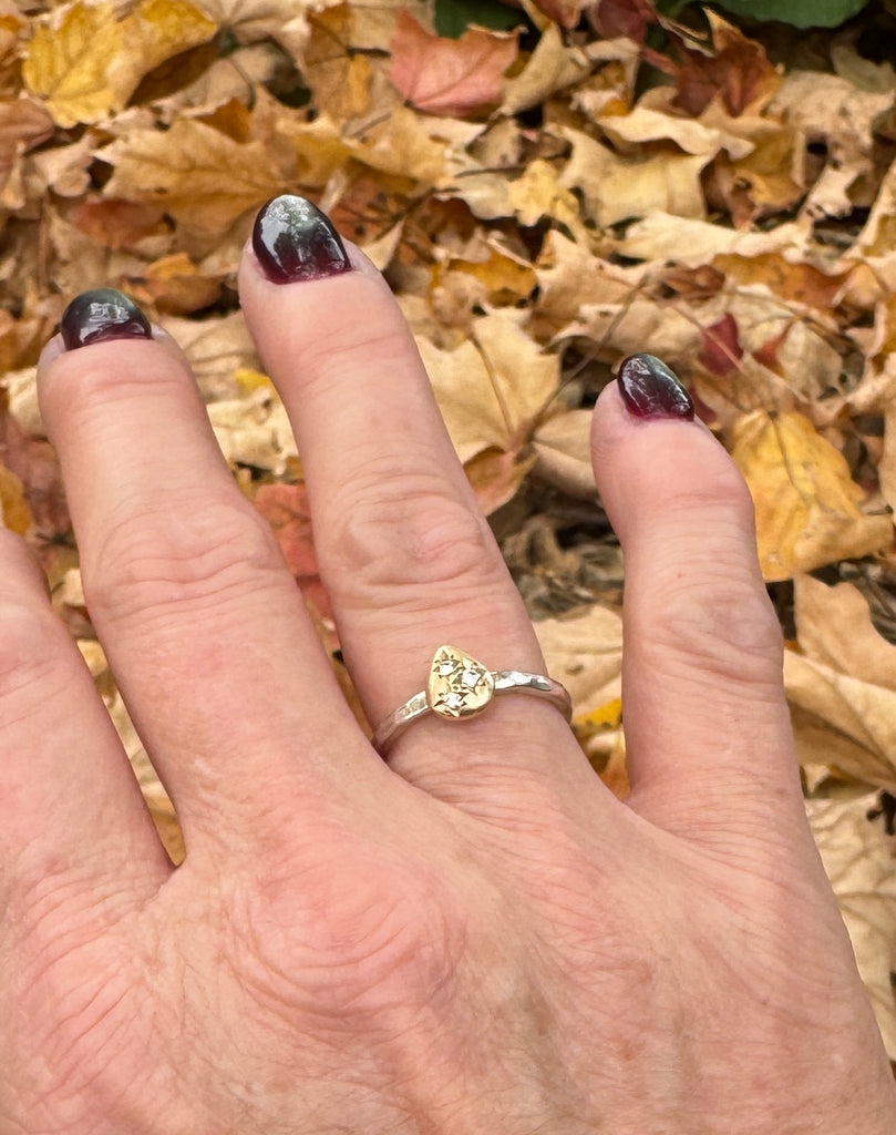 14k Diamond Teardrop Ring