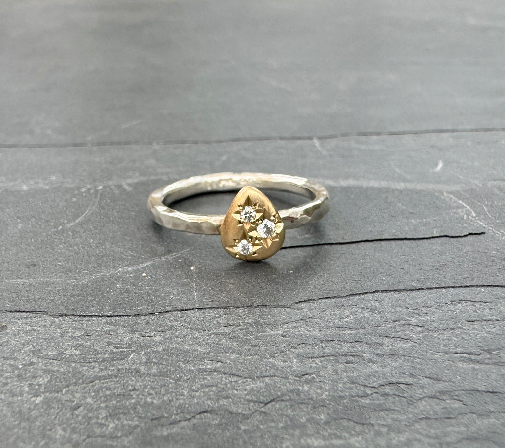 14k Diamond Teardrop Ring