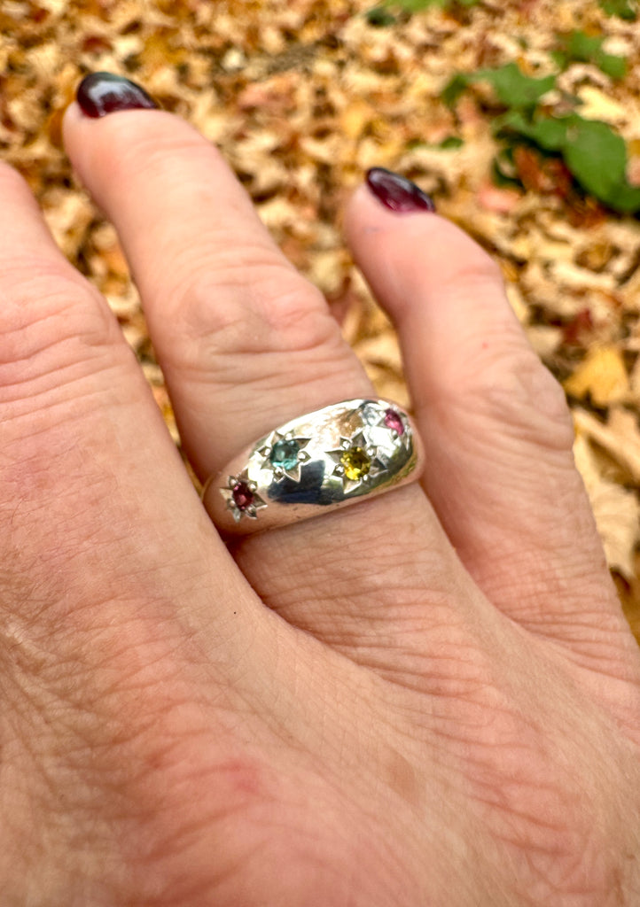 Tourmaline Starburst Dome Ring