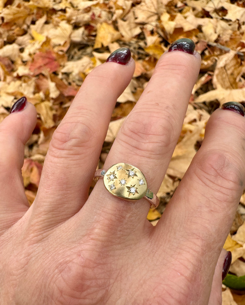 Large Diamond Starburst Pebble ring