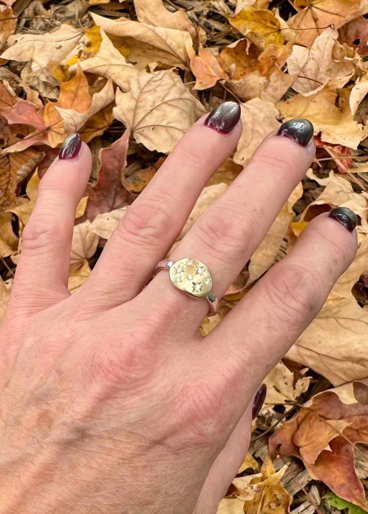 Large Diamond Starburst Pebble ring