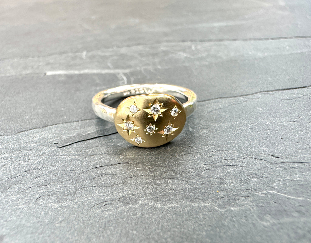 Large Diamond Starburst Pebble ring