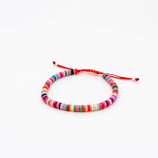 Multicolor Vinyl Bead Adjustable Bracelet