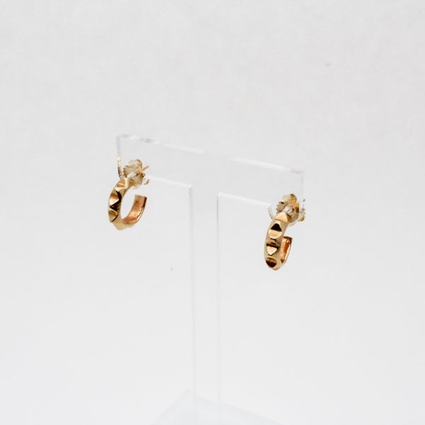 Gold Pyramid Huggie Hoop Earrings