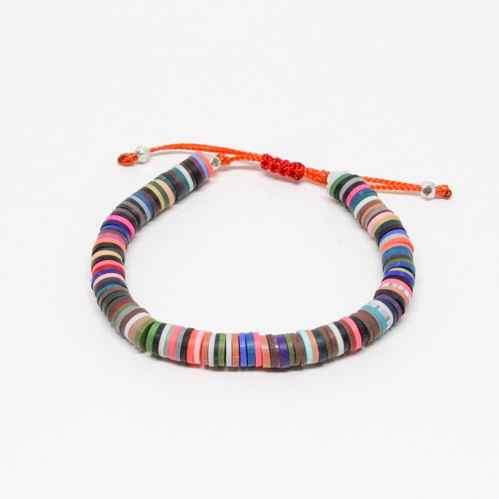 Dark Multicolor Vinyl Bead Bracelet