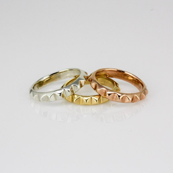 14k Yellow Gold Pyramid Stack ring