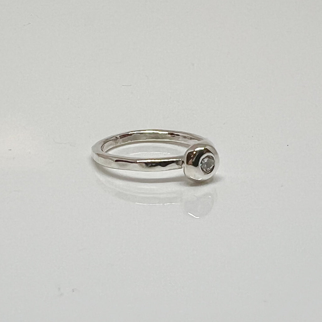 Sterling Silver Diamond Bubble Stack Ring