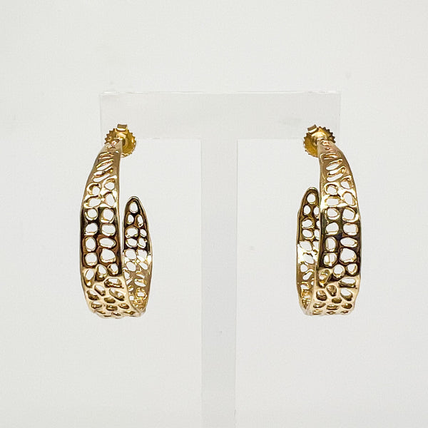 14k Yellow Gold Sea Fan Hoops