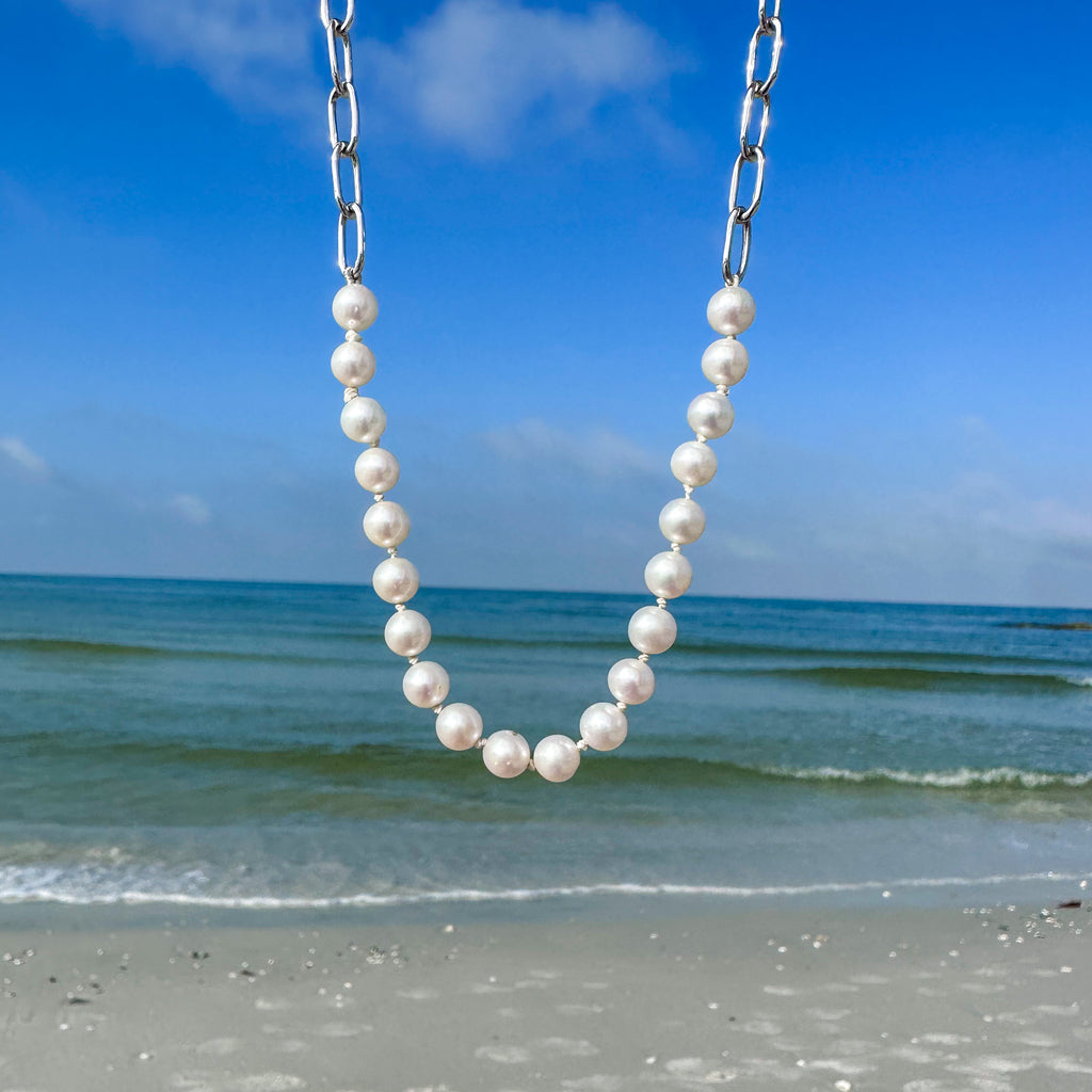 Saltwater Pearl Paperclip Necklace