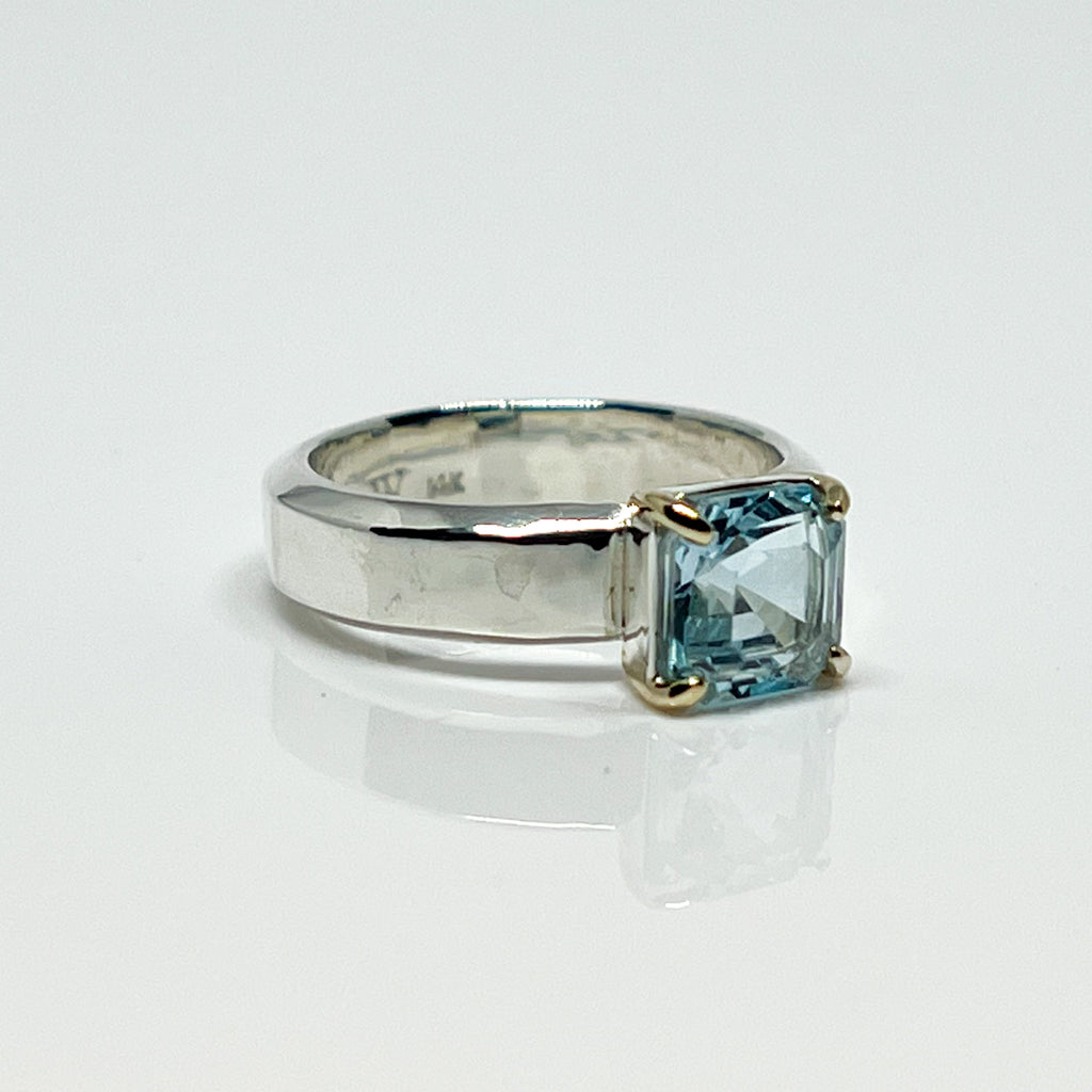 Radiant Cut Blue Topaz Ring