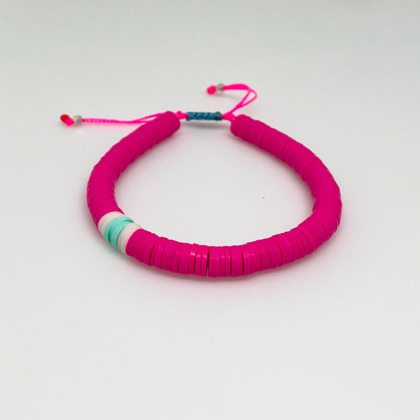 Hot Pink and Aqua Vinyl Bracelet