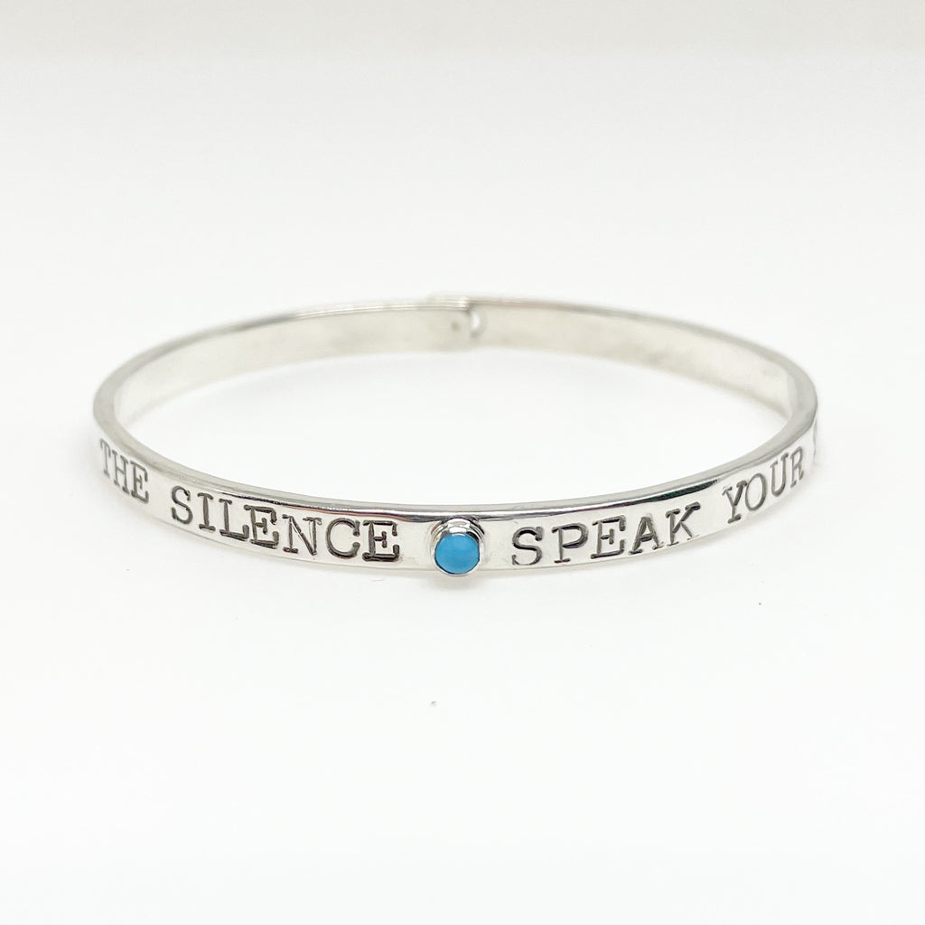 Break the Silence Silver and Tourquoise Bracelet