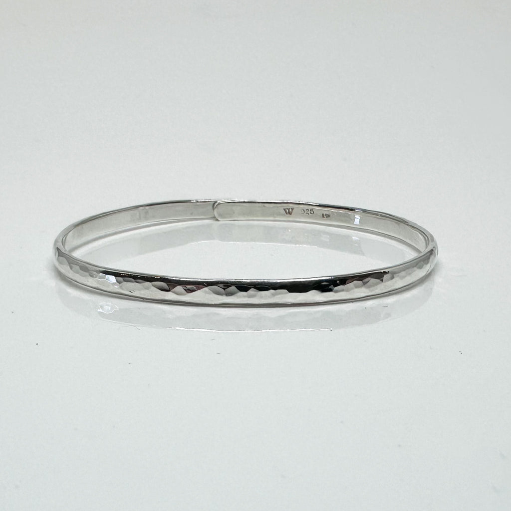 4mm Hammered Silver Beach Bangle