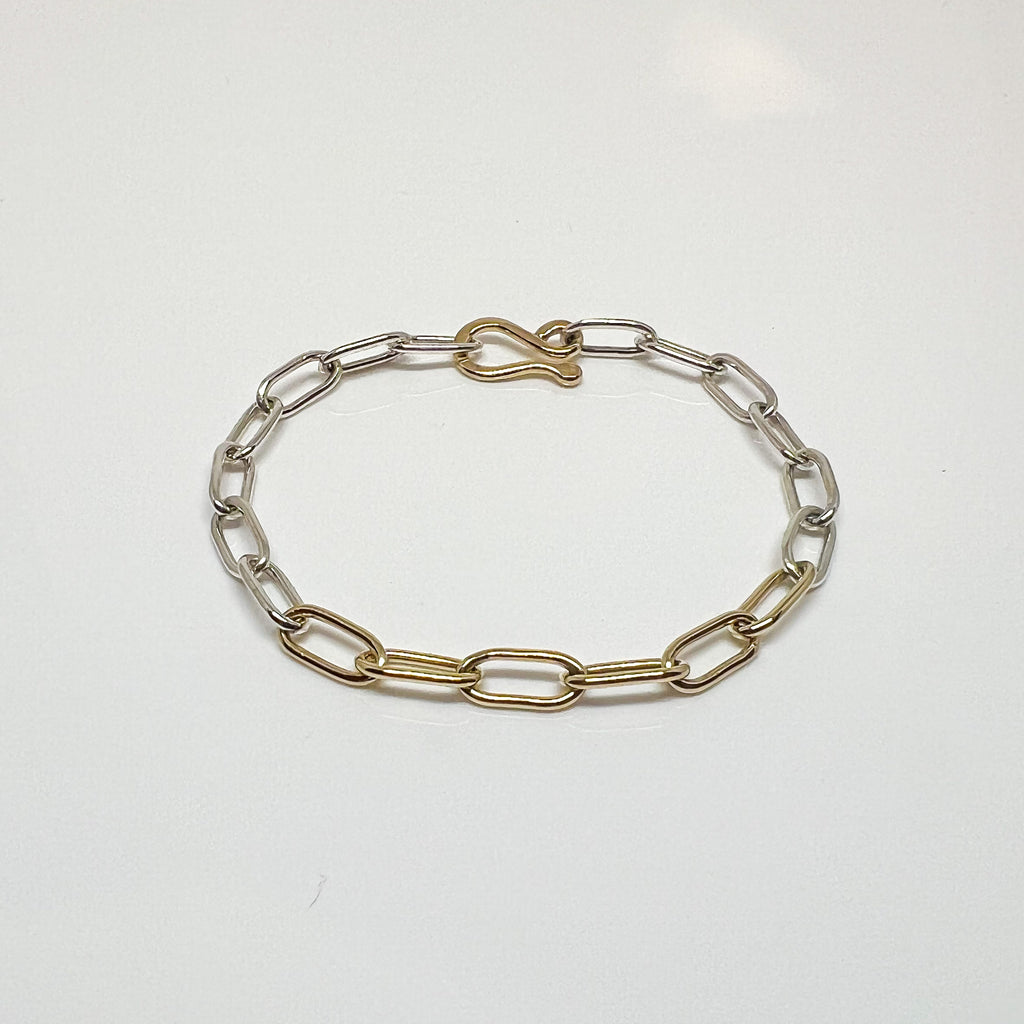 Gold Station Paperclip Chain Bracelet