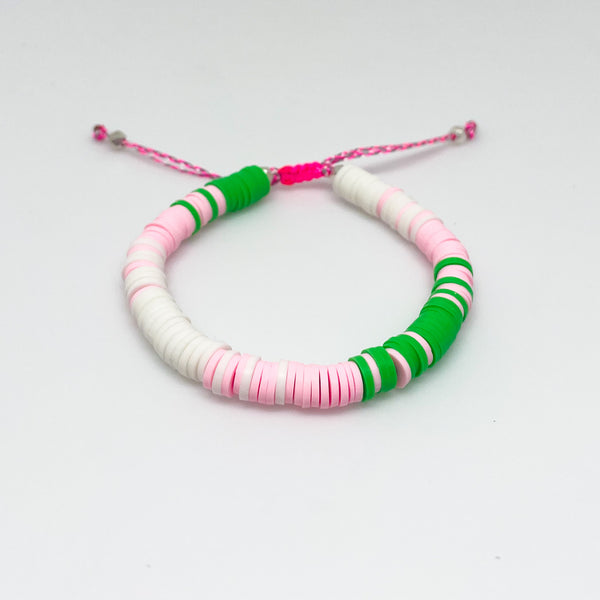 Lily Pink and Green Vinyl Bracelet