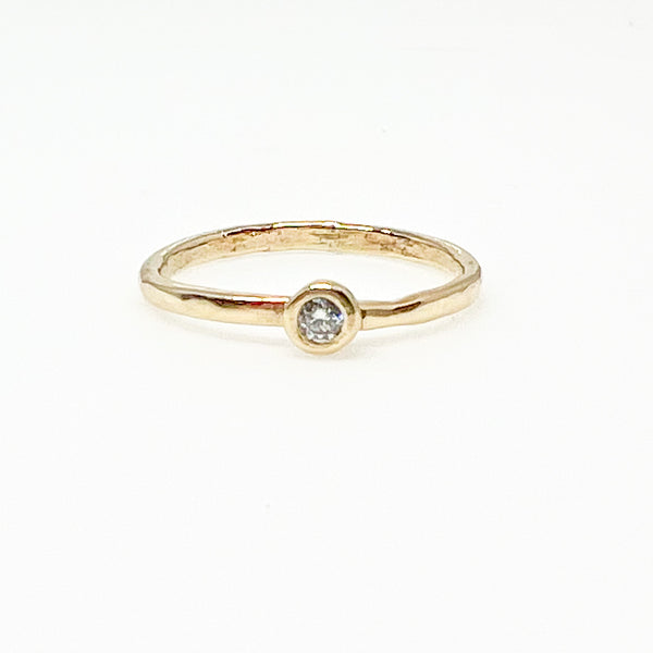 14k Gold and Diamond Bubble Stack Ring