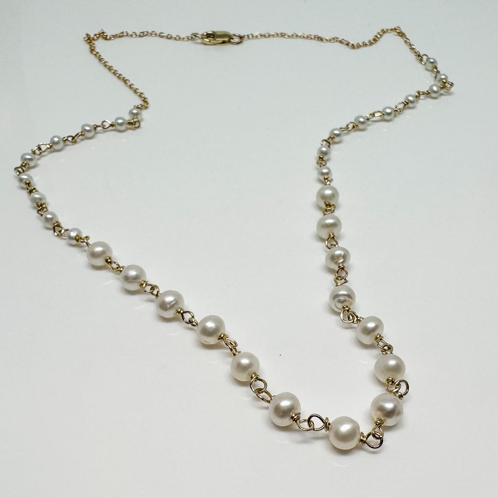 14k Gold Graduated Baby Pearl Necklace