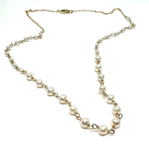 14k Gold Graduated Baby Pearl Necklace
