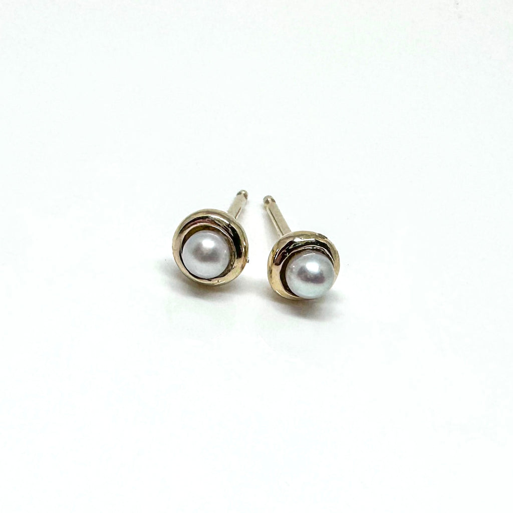 14k Gold Baby Pearl Cup Studs