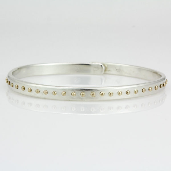 Silver and 14k Yellow Gold 5mm Beach Bangle