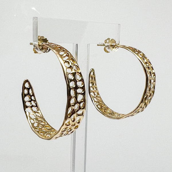 14k Yellow Gold Sea Fan Hoops