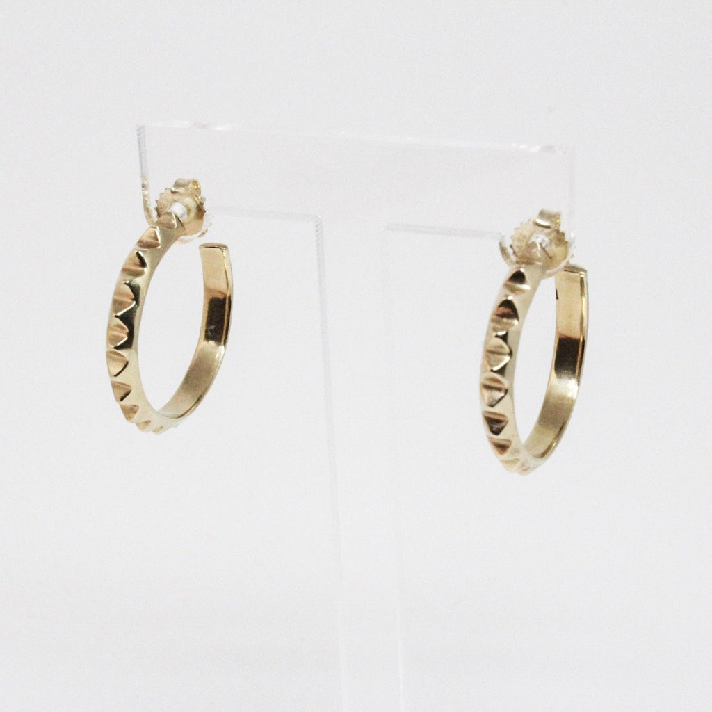 Silver/Rose Gold/Yellow Gold Pyramid Hoop Earrings