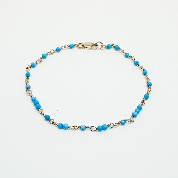 14k Gold Sleeping Beauty Turquoise link Bracelet