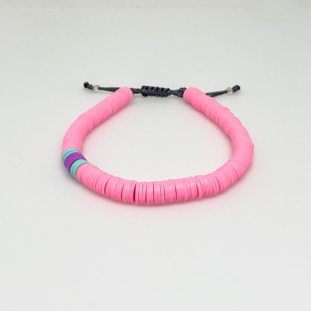 Bubble Gum Pink and Purple Vinyl Bracelet