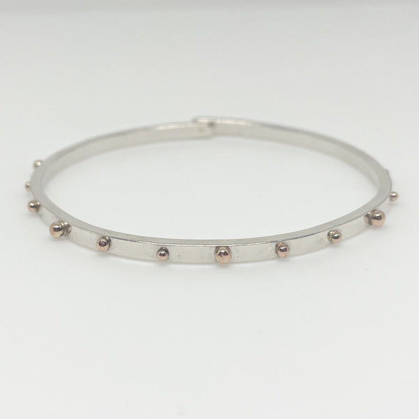 Silver and 14K Yellow Gold Skinny Beach Bangle