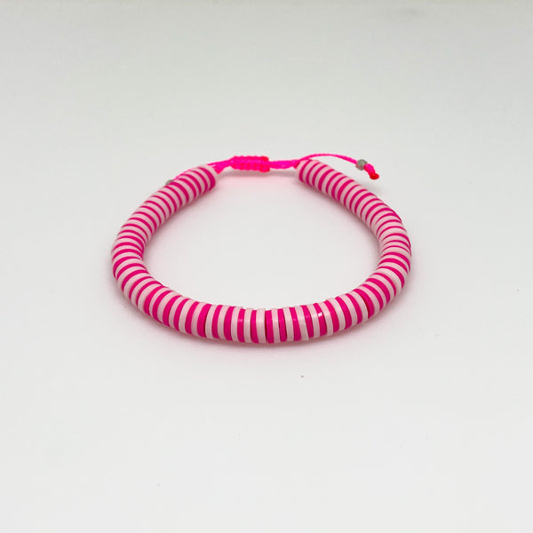 Pink striped Vinyl Bracelet