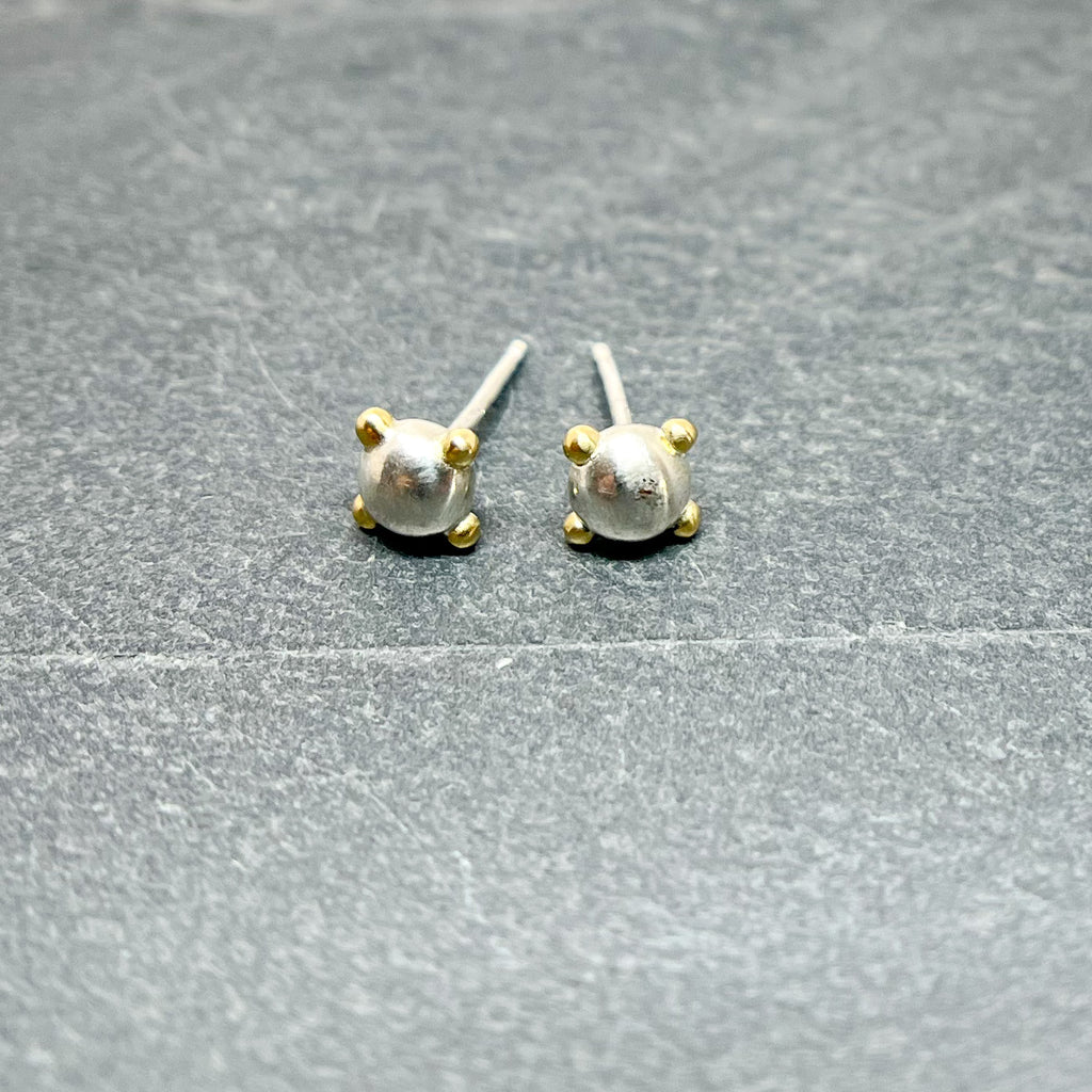 Silver Studs with Gold Accents